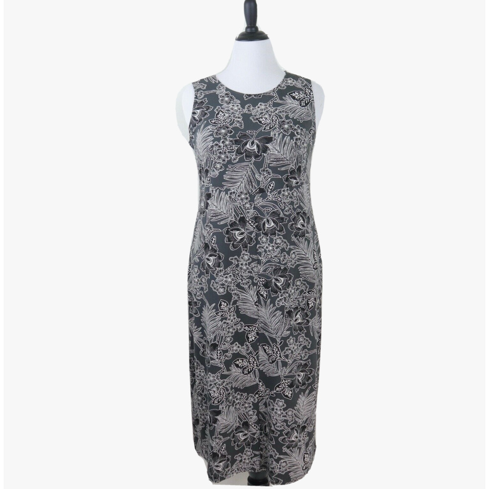J Jill Size Petite M Wearever Collection Midi Tank Dress Jersey Floral - Picture 2 of 9